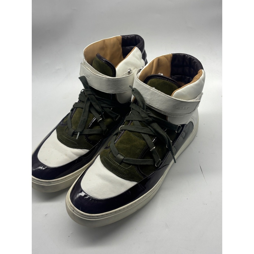 Bally Osman Mens High Top Sneakers White Green Burgundy Leather Suede US 11 D